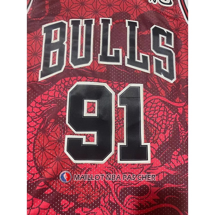 Maillot Chicago Bulls Dennis Rodman NO 91 Asian Heritage Throwback 1997-98 Rouge